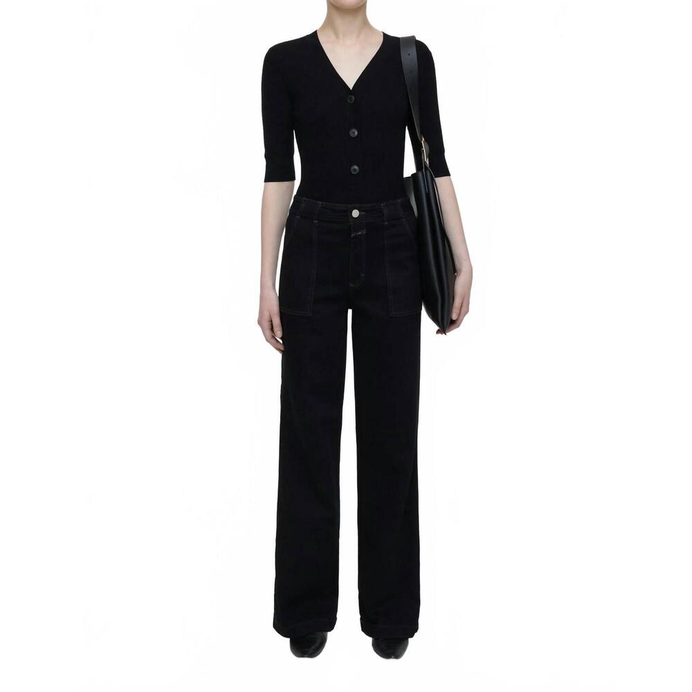 NEW CLOSED aria denim wide leg jeans in black